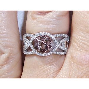 925 STERLING SILVER Chocolate Cubic Zirconia Cluster Ring